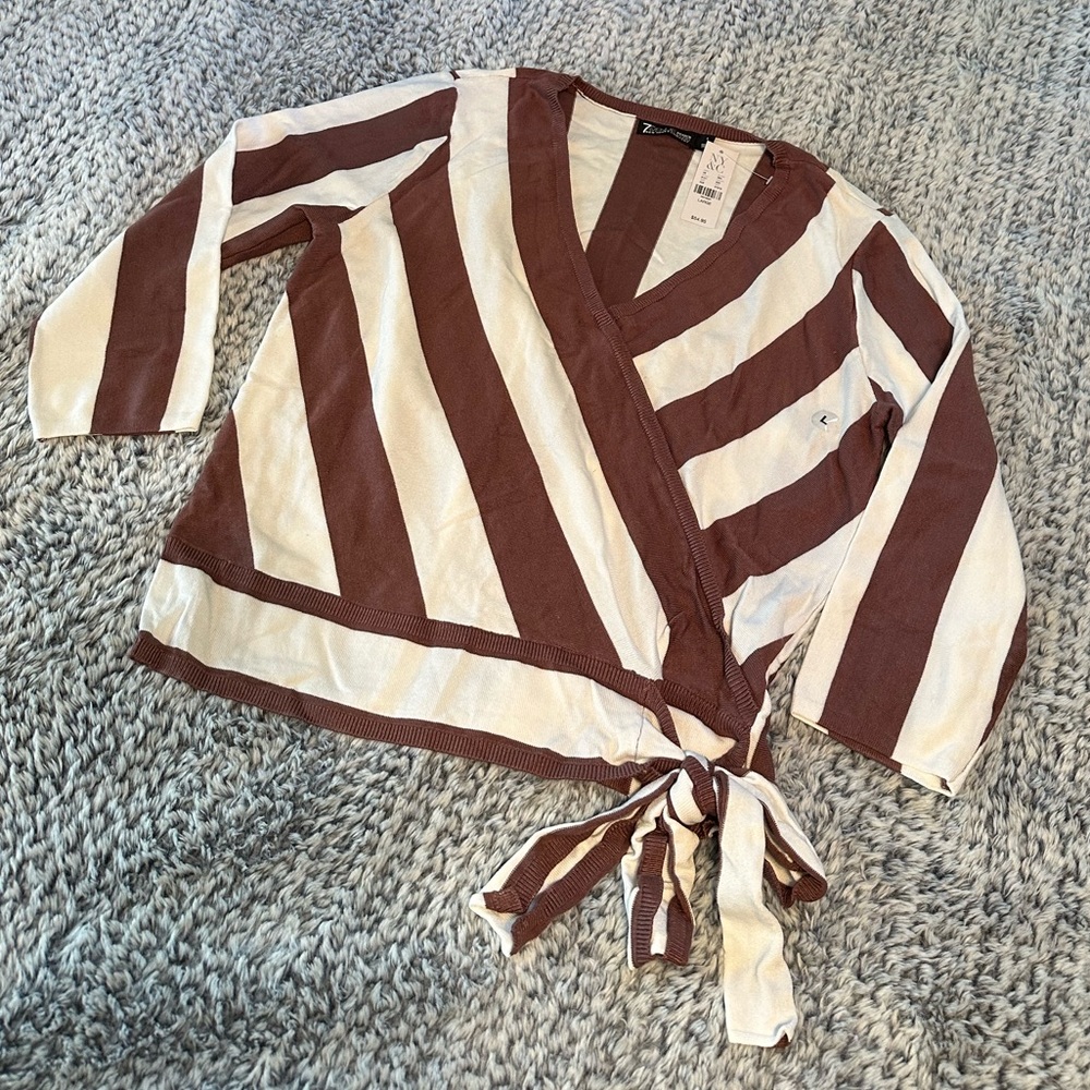 🆕 NWT Striped Wrap Sweater